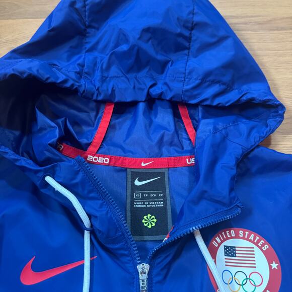 Women's Nike Team USA 2020 Olympics Blue Zip Up Windrunner Hooded Jacket Sz XS - Picture 4 of 7